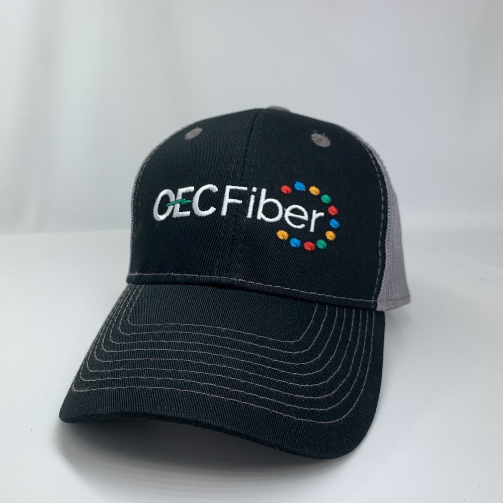 OEC Fiber Black Hat Gray Mesh Adjustable Snapback OSFM Cap